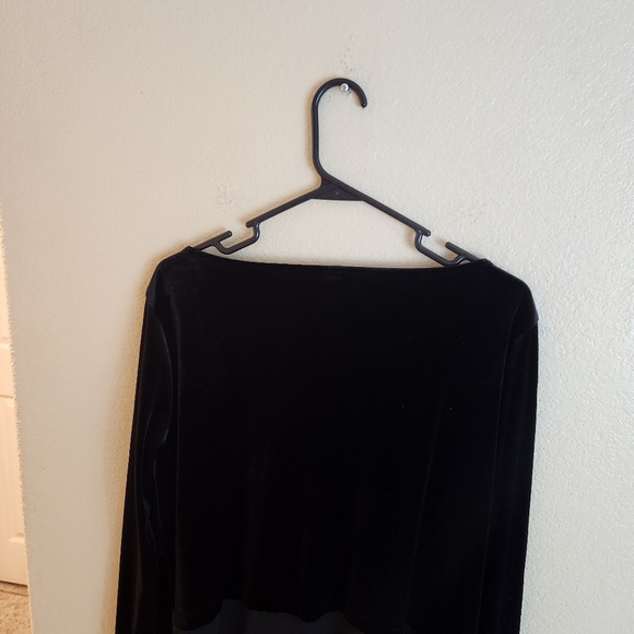 J. Jill Wearever Collection Black Velvet Tunic Top Mixed Media Tunic Dress Large - Picture 9 of 11